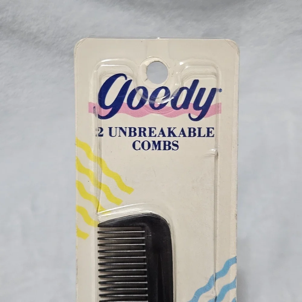 Vintage 1989 Goody 2‎ Unbreakable Combs Made in USA Smooth Rounded Teeth Black